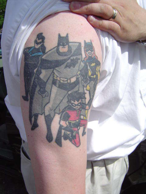 Batman, Robin, Batgirl, & Nightwing tattoo