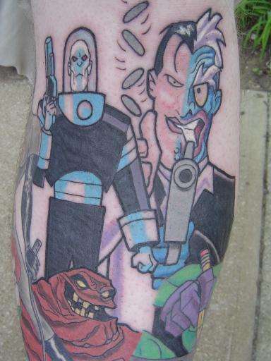 Mr Freeze, Two-Face, & Clayface tattoo