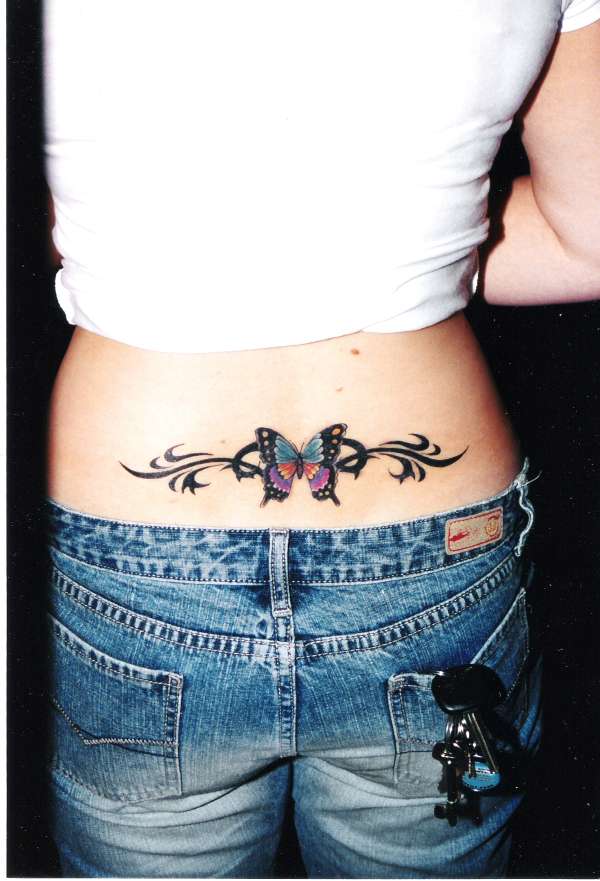 butterfly lower back by Lex tattoo