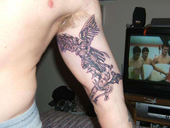 archangel vs. fallen angel tattoo