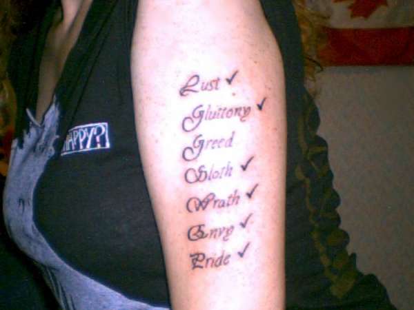 7 Deadly Sins Check List tattoo