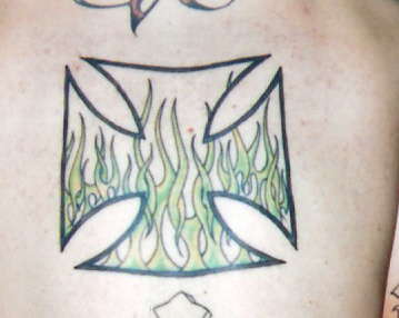 CROSS WITH FLAMES tattoo