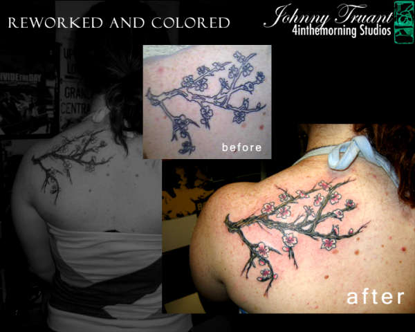 Tree branch w/ flowers - Reworked and colored tattoo