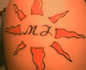 My sun and Initials tattoo