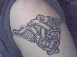 Celtic Dogs, left shoulder tattoo