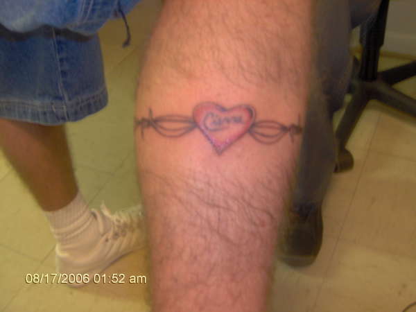 barbbed wire w/ heart tattoo