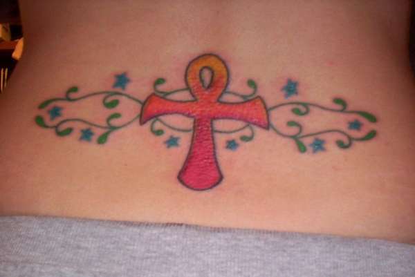 ankh, vines and stars tattoo