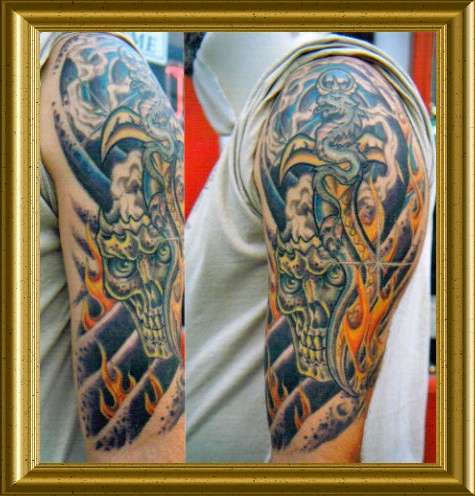 Scull half sleeve tattoo