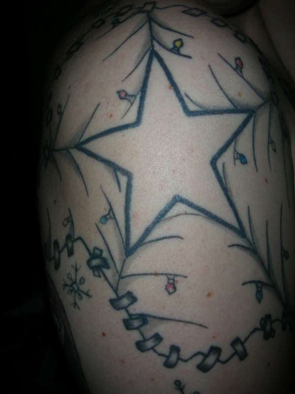 Star, Spider web, lights tattoo