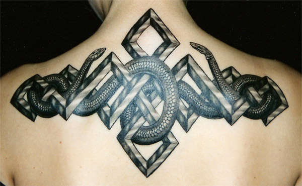 snakes n beveled tribal tattoo