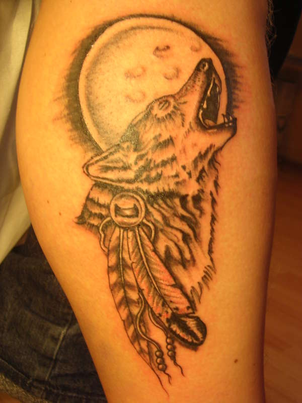 full moon wolf tattoo