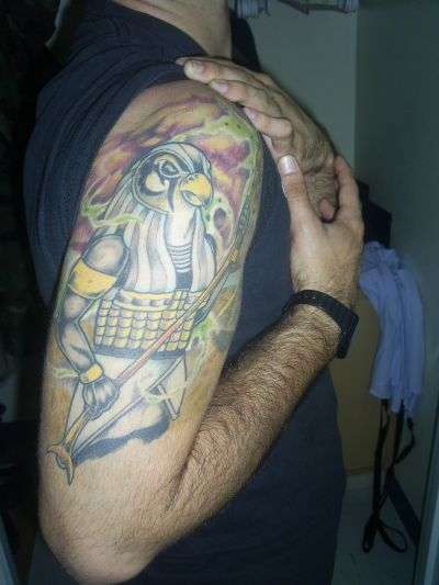 Horus, the Egyptian god of war tattoo