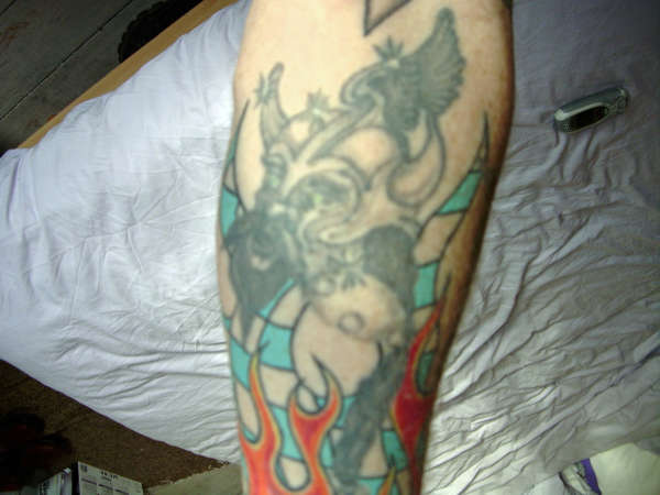 Flaming arm updated tattoo