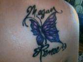 Butterfly w/ my Sisters Name tattoo