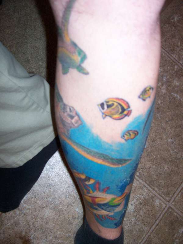 Front of leg tattoo