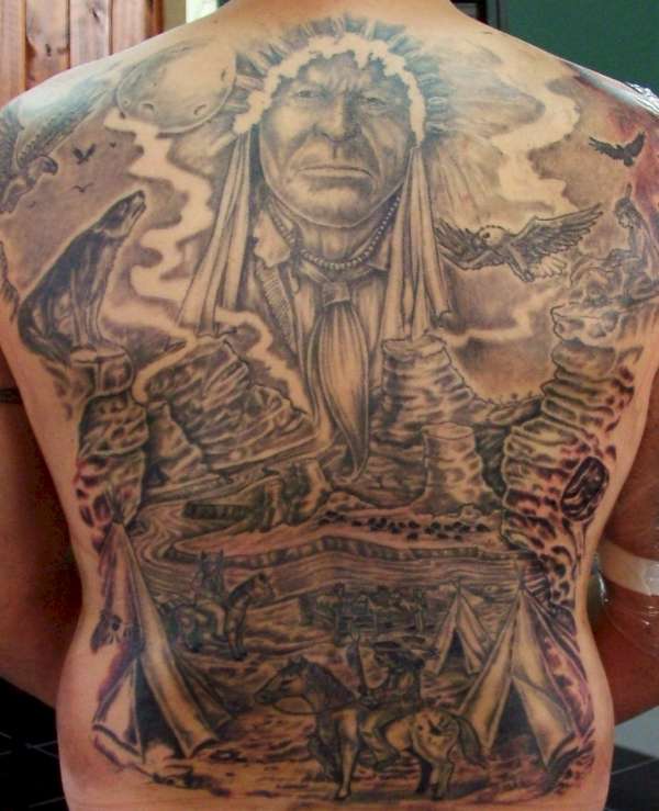 chief back piece tattoo