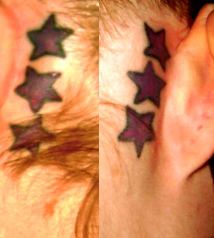 stars behind ears tattoo