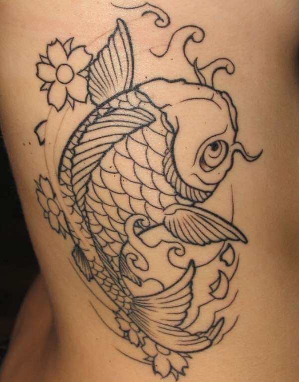 Koi fish - outline tattoo