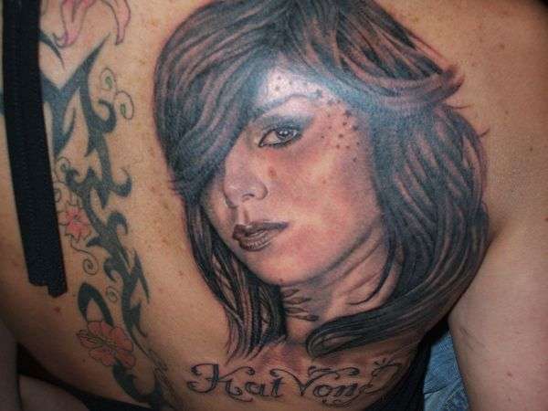 Kat Von D portrait tattoo