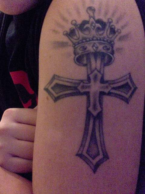 Cross with Crown tattoo
