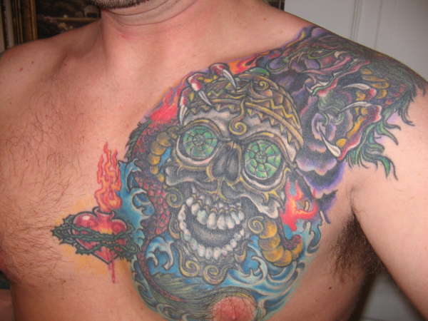 Skull / Dragon Cover up tattoo