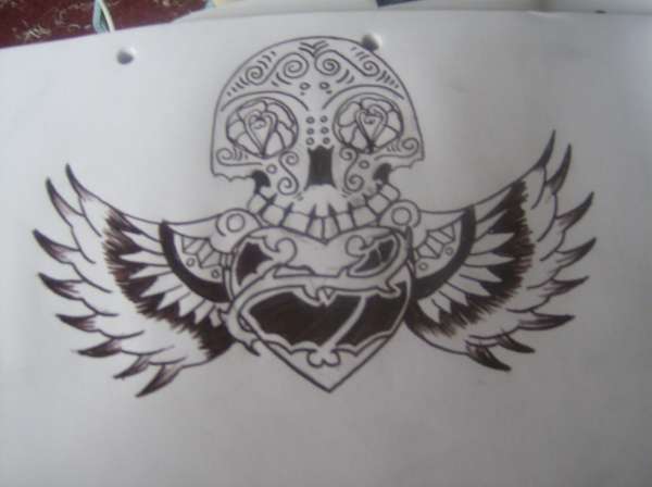 skull n heart tattoo