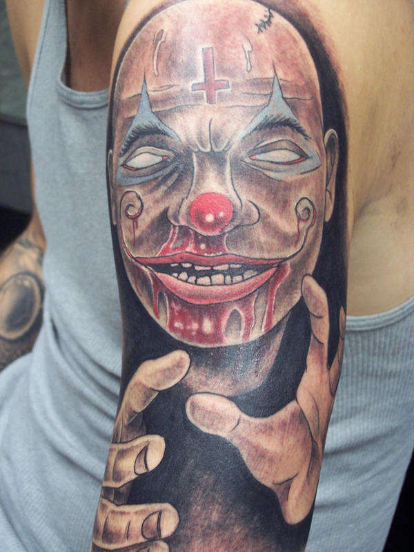 blacklight clown tattoo
