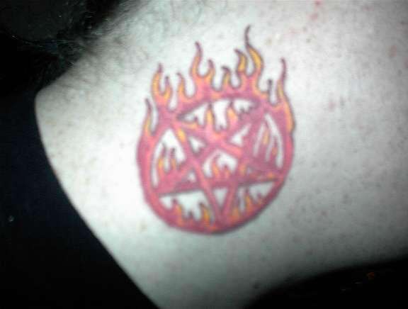 Fiery Pentagram tattoo