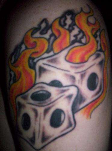 Flaming Dice tattoo