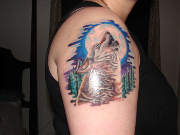 Howling wolf tattoo