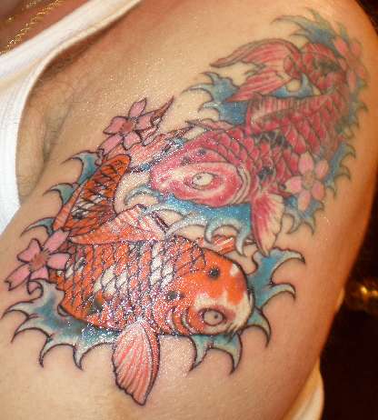 Second Koi with Cherry Blossoms tattoo