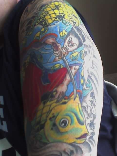 samurai and koi tattoo