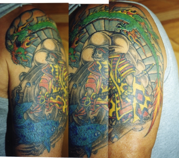 shogun with koi/dragon tattoo