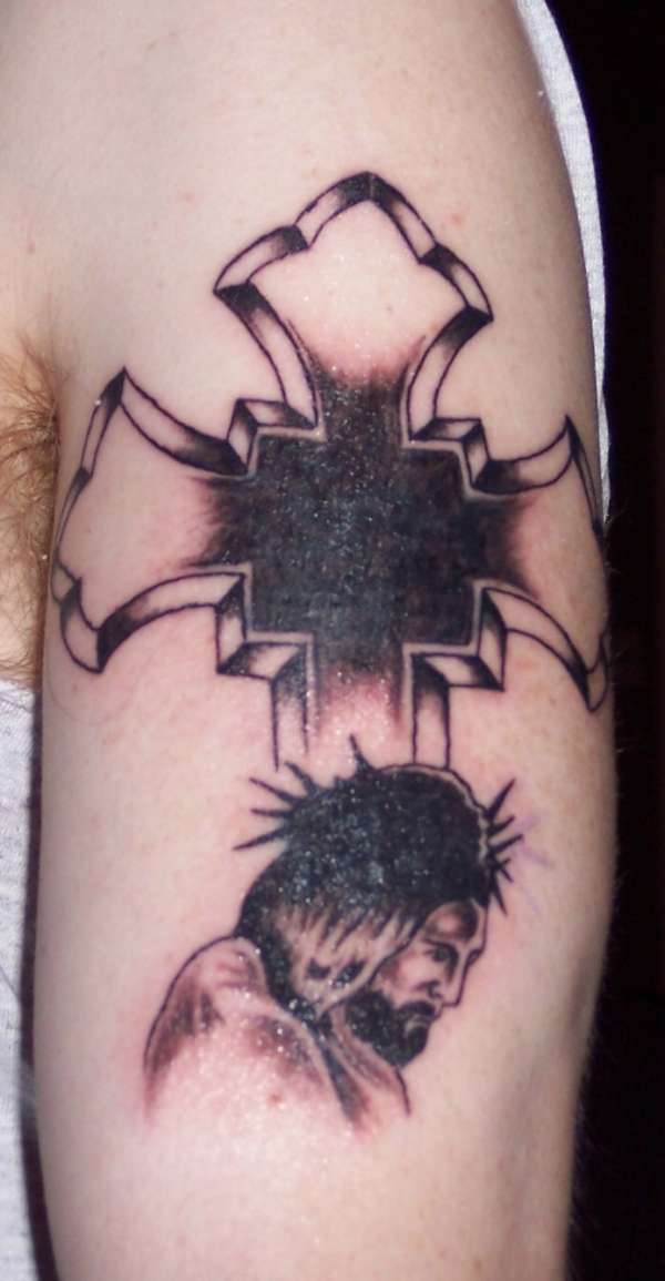 Cross with Jesus tattoo