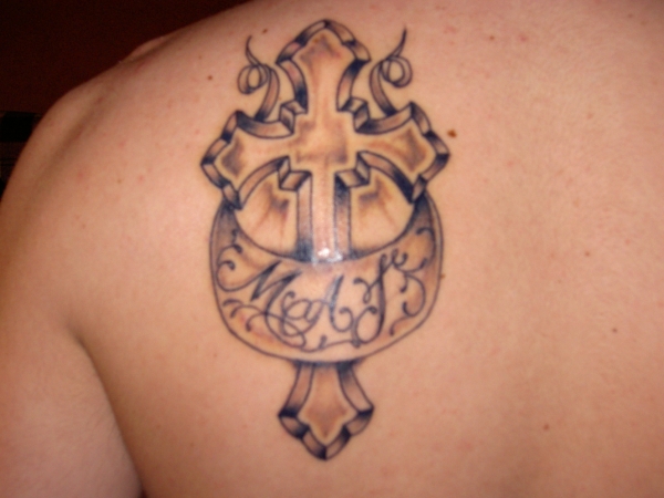cross with initials tattoo