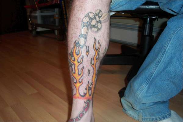 snake and flames tattoo