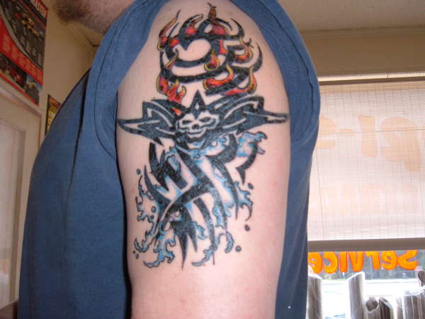 fire&water with old tribal tattoo