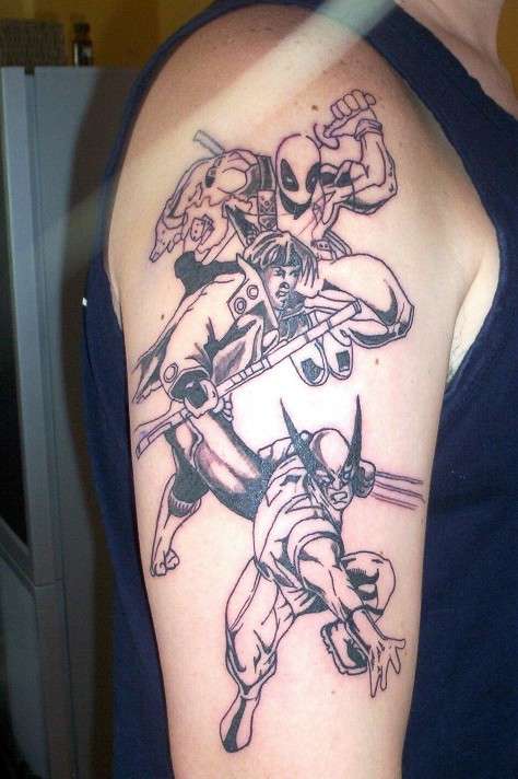 Deadpool Gambit & Wolverine Stage 1 tattoo
