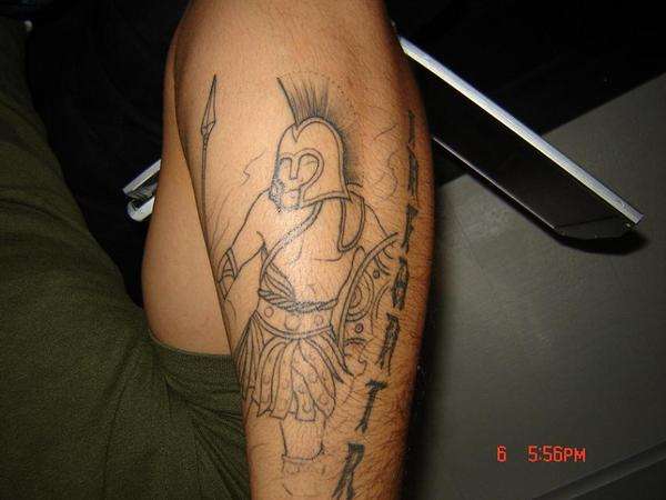 spartan outline tattoo