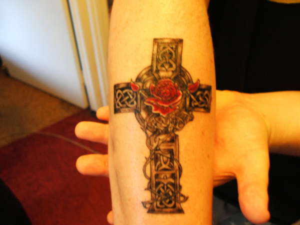 Cross-Rose tattoo