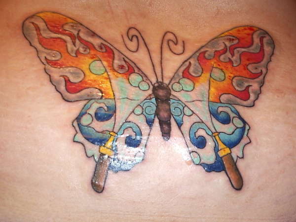 fire/water butterfly tattoo