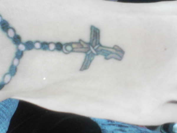 Cross beaded necklace tattoo