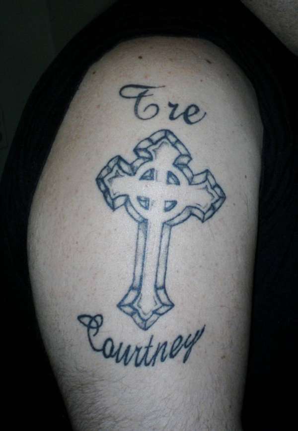 son's & daughter's names w/ cross tattoo