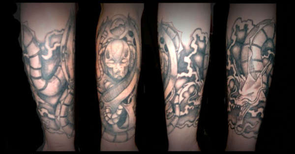 Bio half-sleeve tattoo