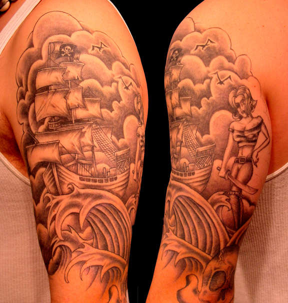Pirate Half-sleeve tattoo