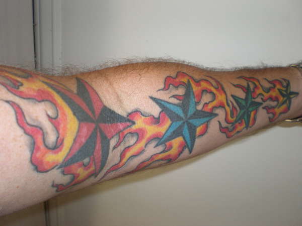 Stars w/ Flames tattoo