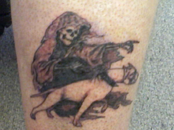grim reaper and a pit tattoo