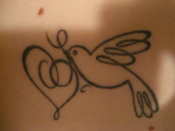 bird with heart tattoo