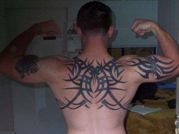 arms and back work. tattoo