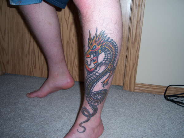 Freehand Dragon colored tattoo